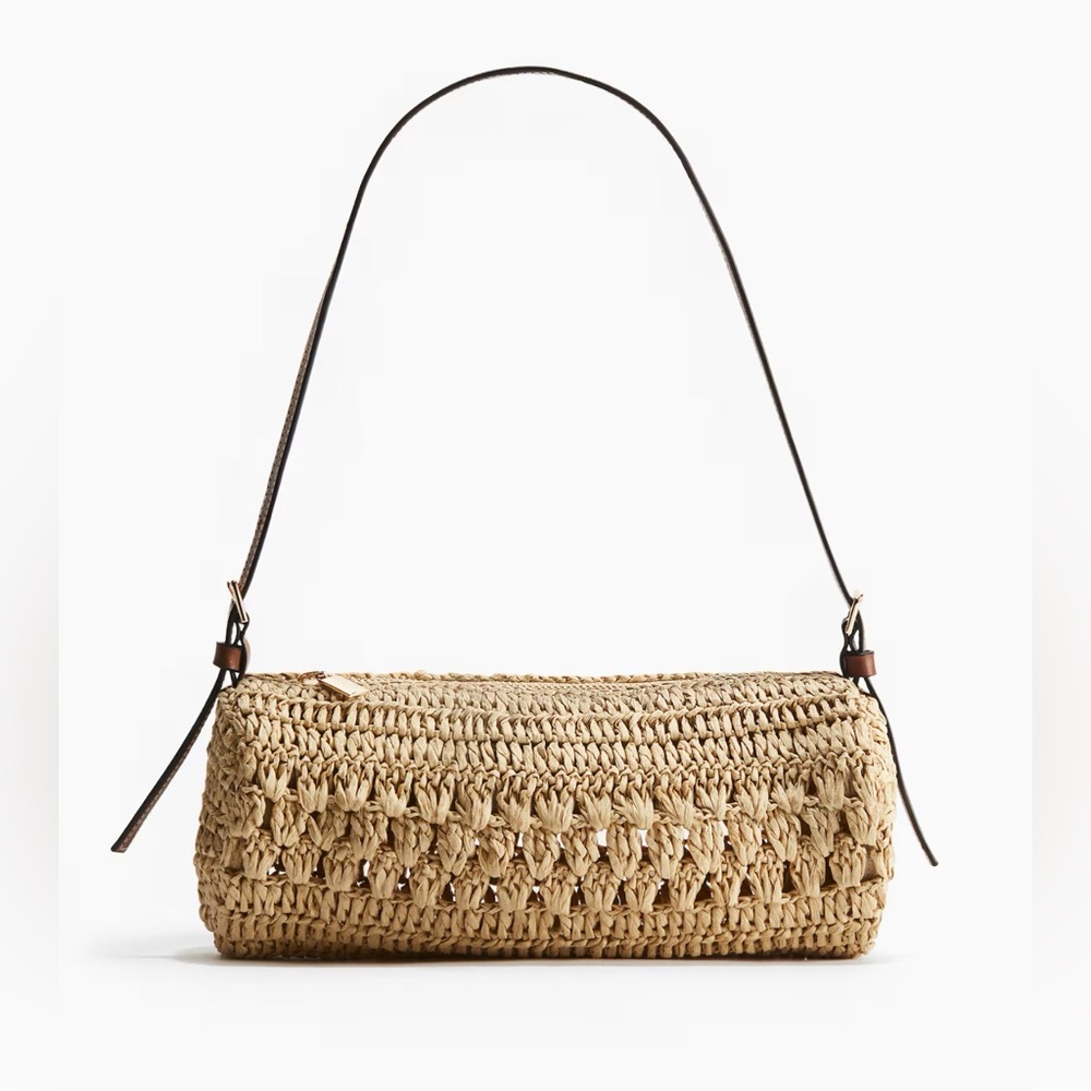 Rare H&M Braided Paper Straw Tubular Shoulder Bag